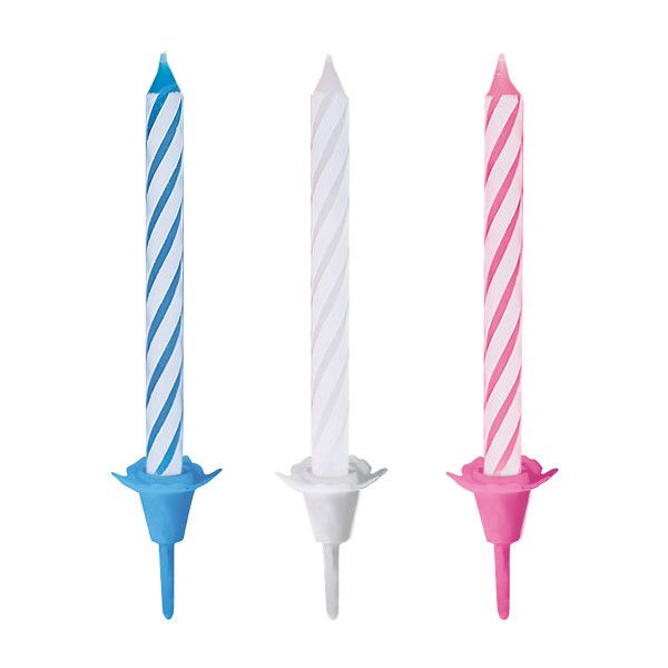 Birthday Candles in Holders - Assorted Colors, 18ct, 12 Holders