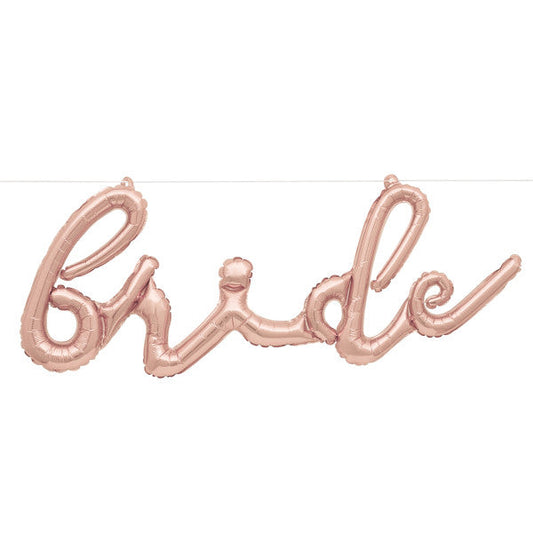 Rose Gold "Bride" Foil 14" Balloon Banner, 3 ft