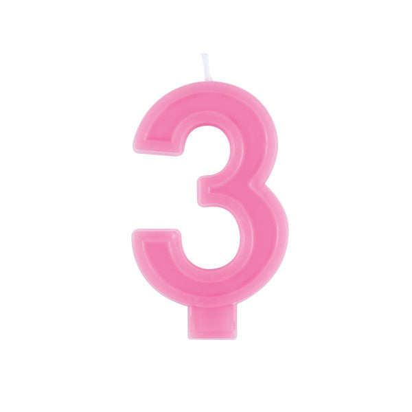 Raised Border Number 3 Birthday Candle