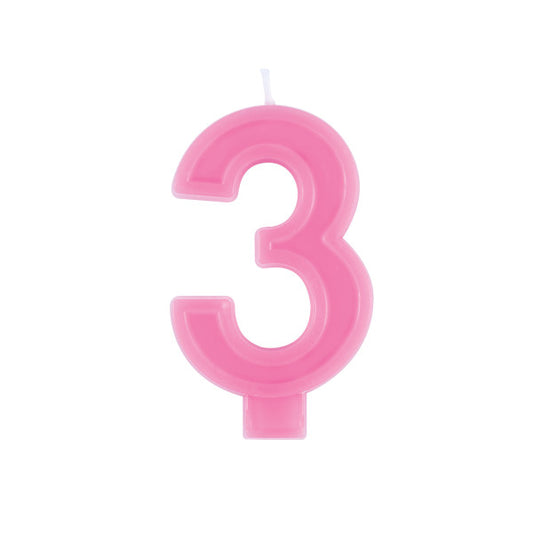 Raised Border Number 3 Birthday Candle