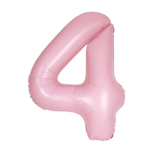 Matte Lovely Pink Number 4 Shaped Foil Balloon 34", Packaged
