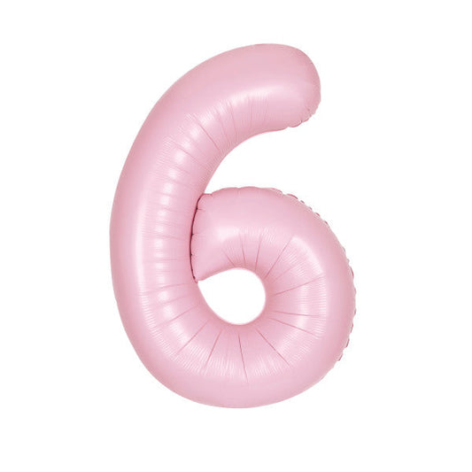 Matte Lovely Pink Number 6 Shaped Foil Balloon 34", Packaged