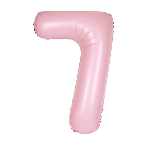 Matte Lovely Pink Number 7 Shaped Foil Balloon 34", Packaged