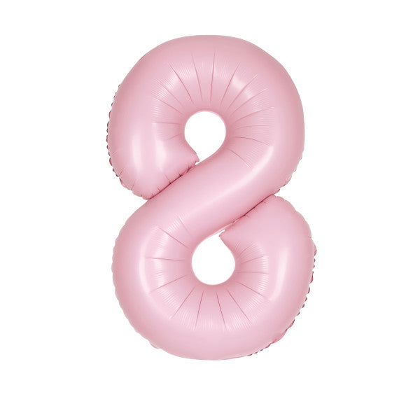 Matte Lovely Pink Number 8 Shaped Foil Balloon 34", Packaged