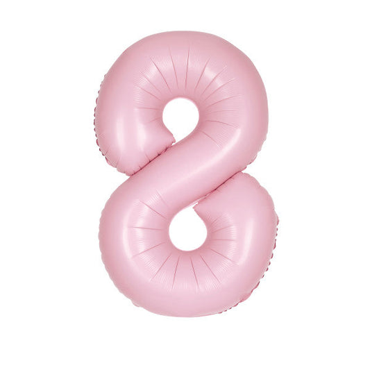 Matte Lovely Pink Number 8 Shaped Foil Balloon 34", Packaged