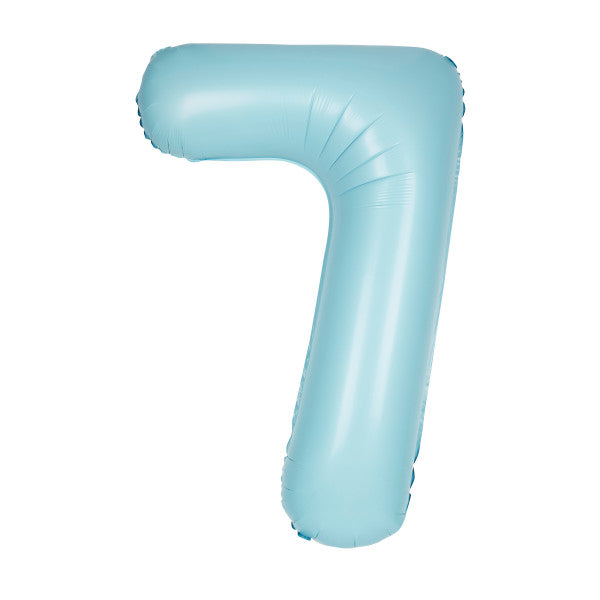 Matte Powder Blue Number 7 Shaped Foil Balloon 34", Packaged