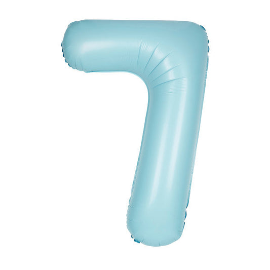 Matte Powder Blue Number 7 Shaped Foil Balloon 34", Packaged