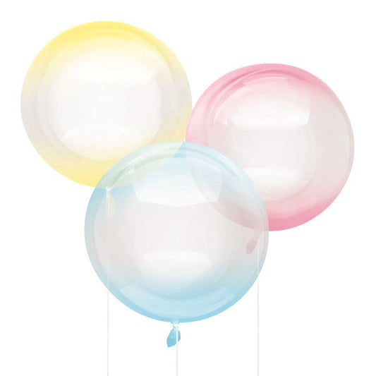 Assorted Color Gradient Printed Clear Sphere Balloons 18", 3ct