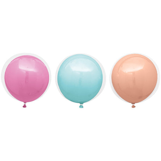 Assorted Pastel Clear Double Stuffed Balloons 16", 3ct
