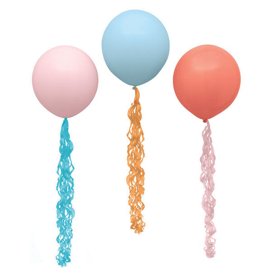 Assorted Matte Double Stuffed Balloons 17" with Tails, 3ct