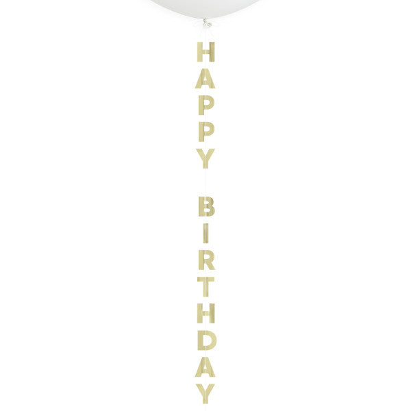 Gold Foil "Happy Birthday" Balloon Tail, 4 ft