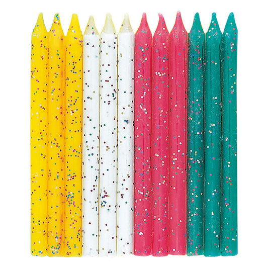 Multicolor Glitter Birthday Candles, 12ct