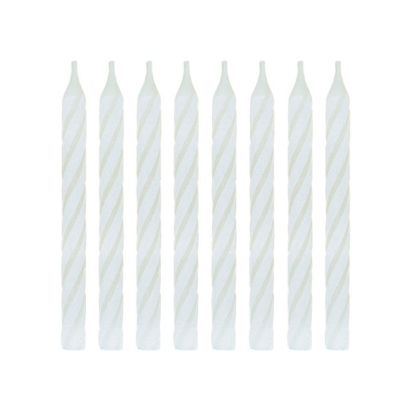 White Spiral Birthday Candles, 24ct