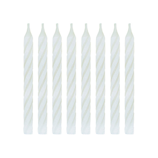 White Spiral Birthday Candles, 24ct