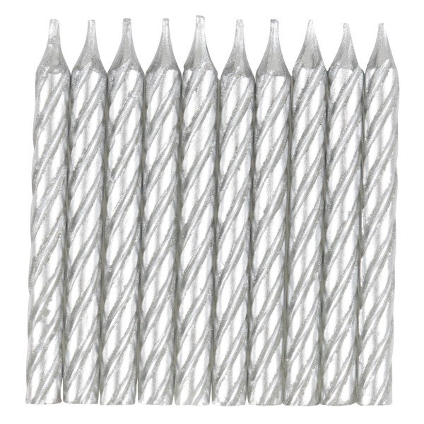 Silver Spiral Birthday Candles, 10ct