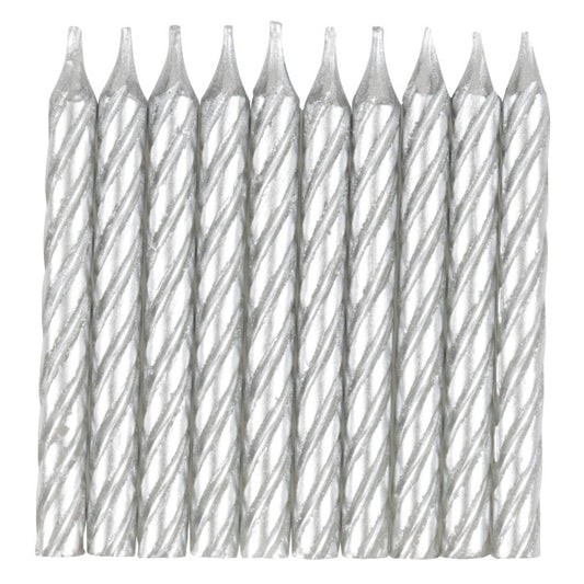 Silver Spiral Birthday Candles, 10ct