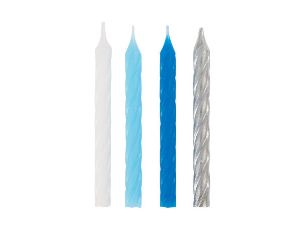 Blue, White & Silver Spiral Birthday Candles, 24ct