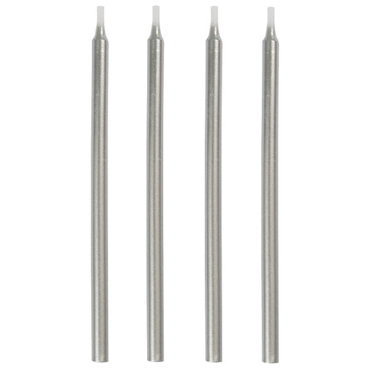 Silver Birthday Candles 5", 12ct