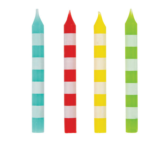 Striped Birthday Candles - Assorted Colors, 8ct