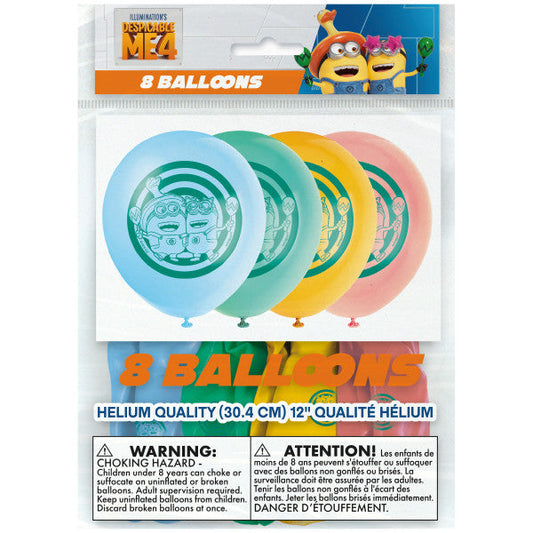 Despicable Me 4 Assorted 12" Latex Balloons, 8ct