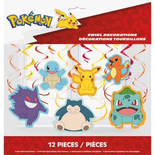Pokemon Hanging Swirl Decorations, 12ct