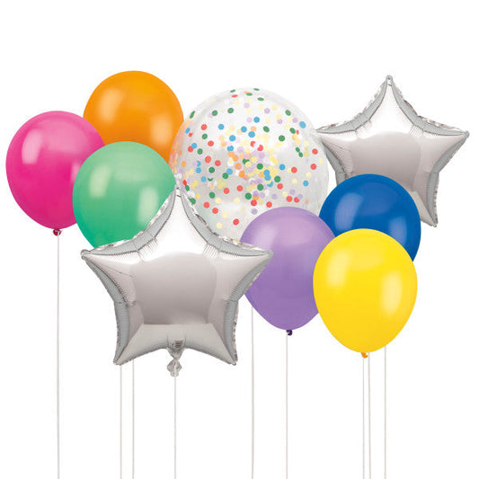 Colorful Star Foil & Latex Balloon Bouquet Kit, 9pc