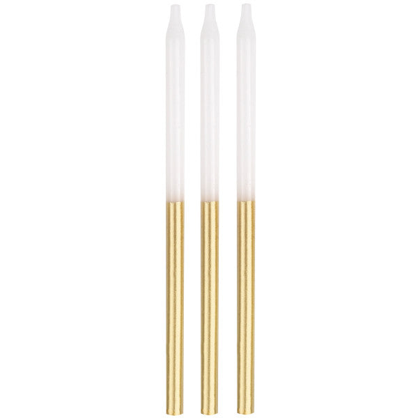 Gold Metallic Dipped 5" Birthday Candles, 12ct