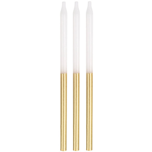 Gold Metallic Dipped 5" Birthday Candles, 12ct