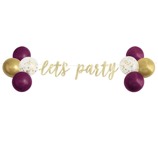 Let's Party Banner, Clear Confetti Balloon & Latex Balloon Kit