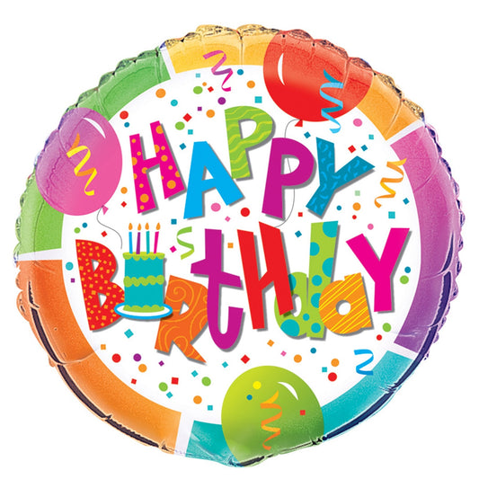 Birthday Jamboree Round Foil Balloon 18", Packaged