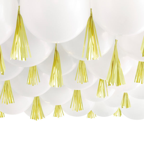 White Latex Balloon & Foil Tinsel Ceiling Decorating Kit, 30pc