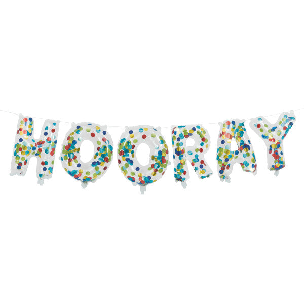 Hooray Clear Confetti Filled Letter Balloon Banner Kit