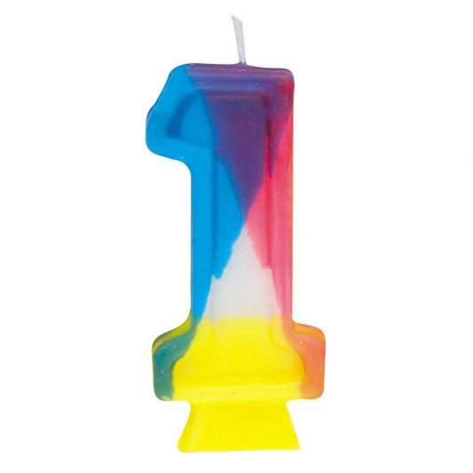 Number 1 Rainbow Birthday Candle