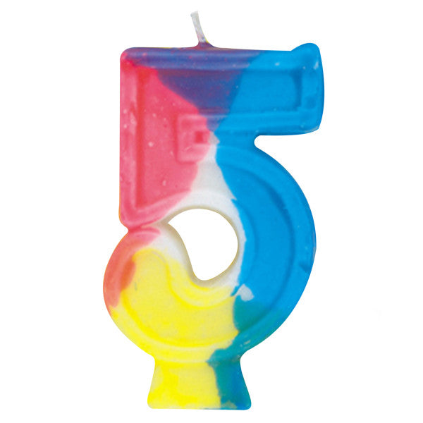 Number 5 Rainbow Birthday Candle