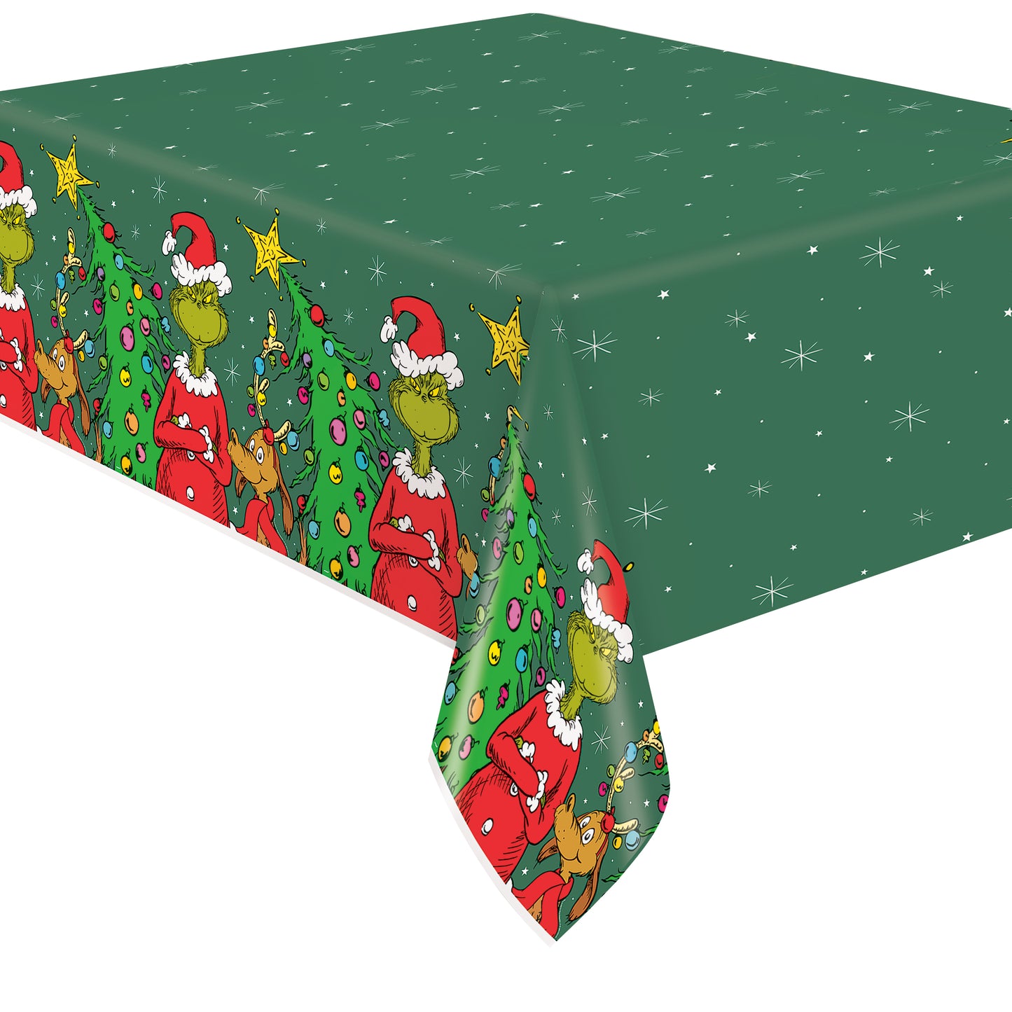 Grinch Rectangular Plastic Table Cover, 54" x 84" - Short Fold