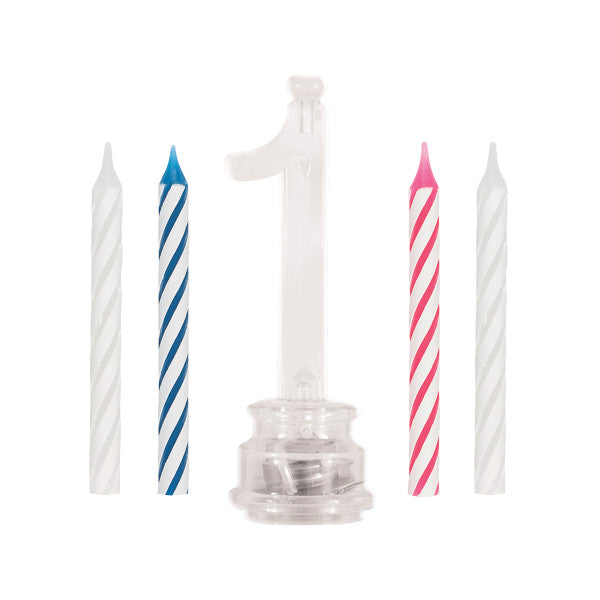 Number 1 Flashing Candle Holder with Birthday Candle