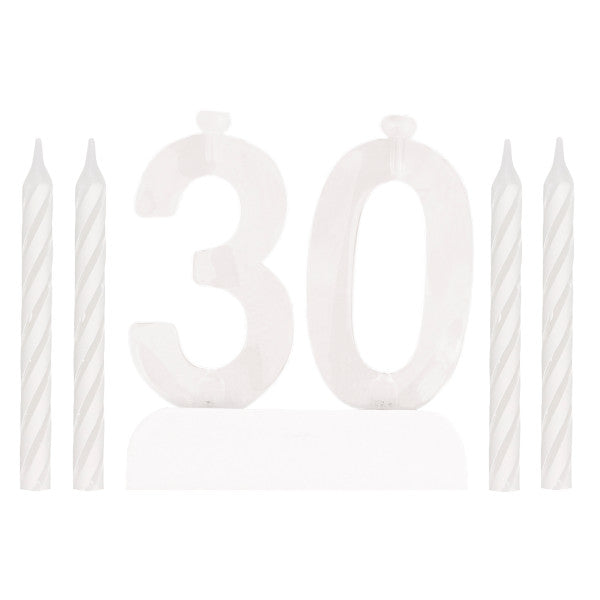 Number 30 Flashing Holder with Birthday Candles