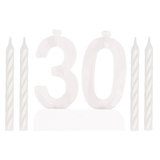 Number 30 Flashing Holder with Birthday Candles