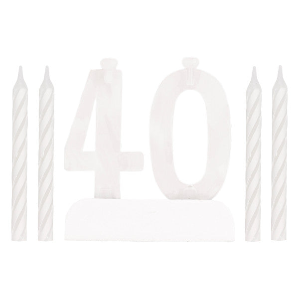 Number 40 Flashing Holder with Birthday Candles