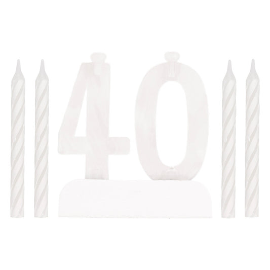 Number 40 Flashing Holder with Birthday Candles