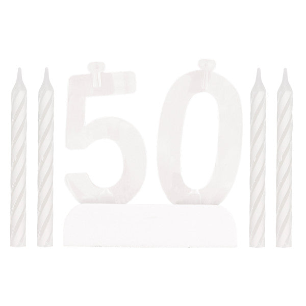 Number 50 Flashing Holder with Birthday Candles