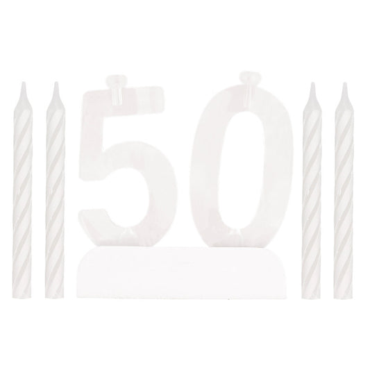 Number 50 Flashing Holder with Birthday Candles