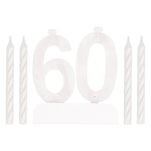 Number 60 Flashing Holder with Birthday Candles