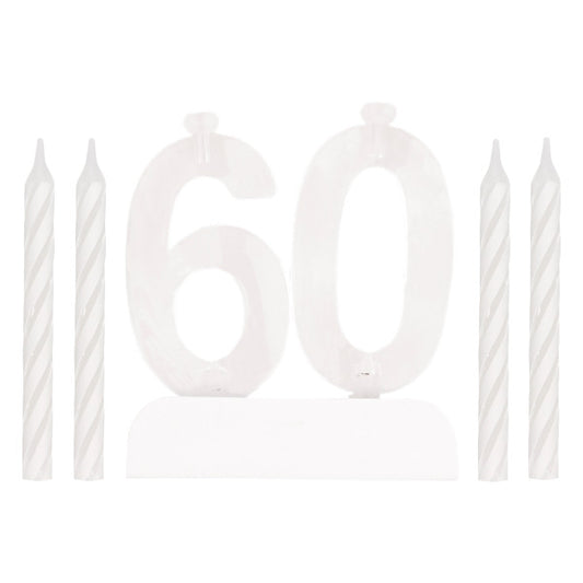 Number 60 Flashing Holder with Birthday Candles