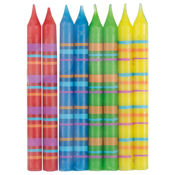 Multi-Color Striped Birthday Candles, 8ct