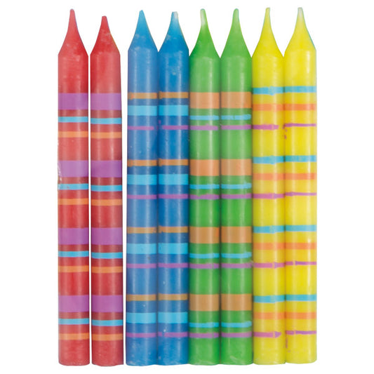 Multi-Color Striped Birthday Candles, 8ct