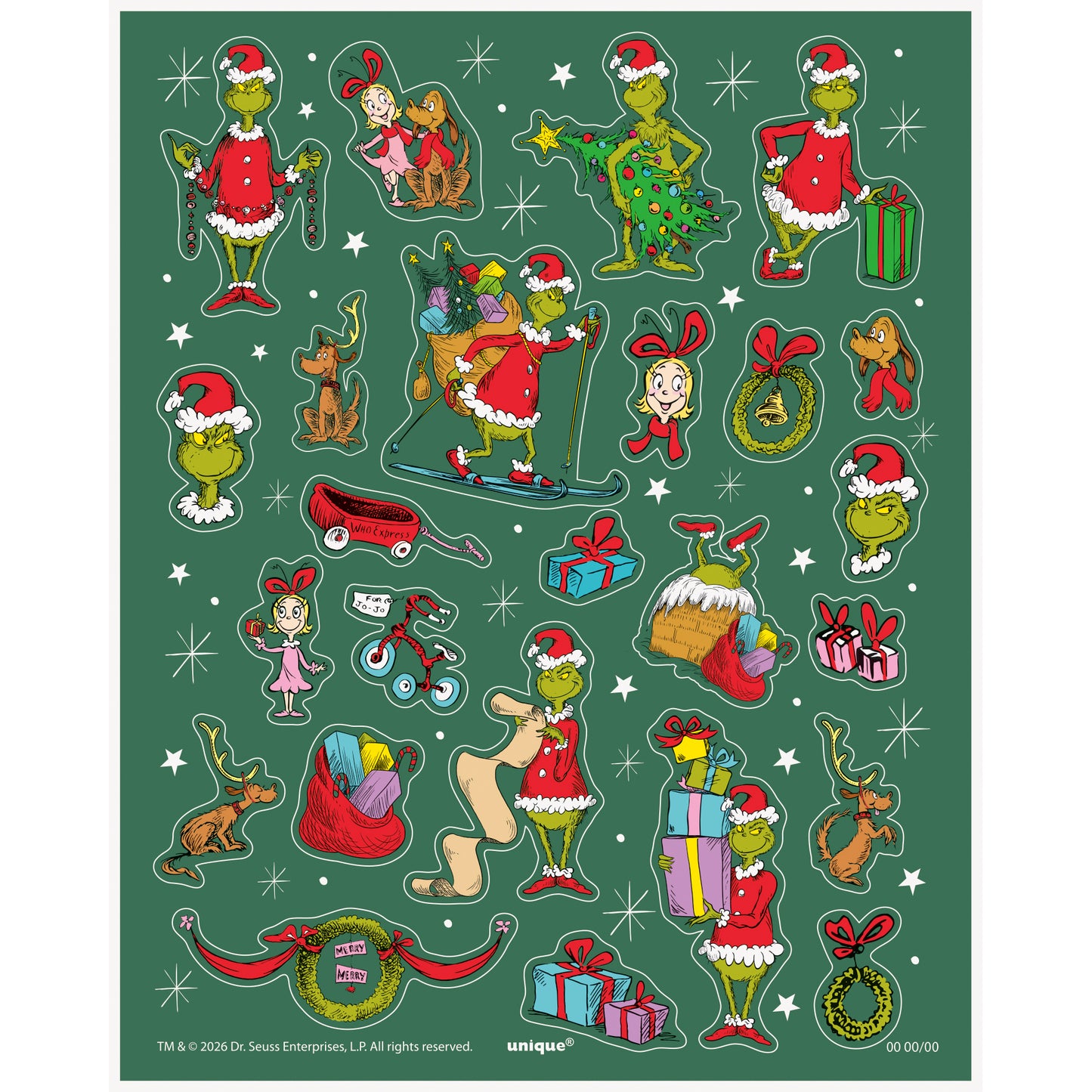 Grinch Sticker Sheets, 4ct