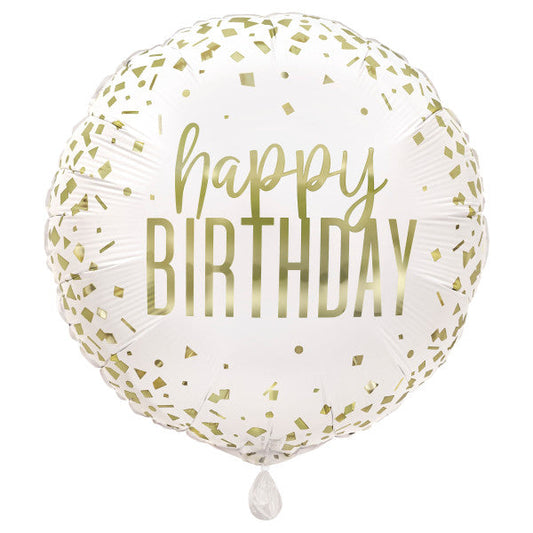 Confetti Gold Birthday Round Foil Balloon 17", Bulk
