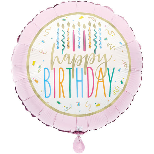Rainbow Birthday Sweets Round Foil Balloon 17", Bulk