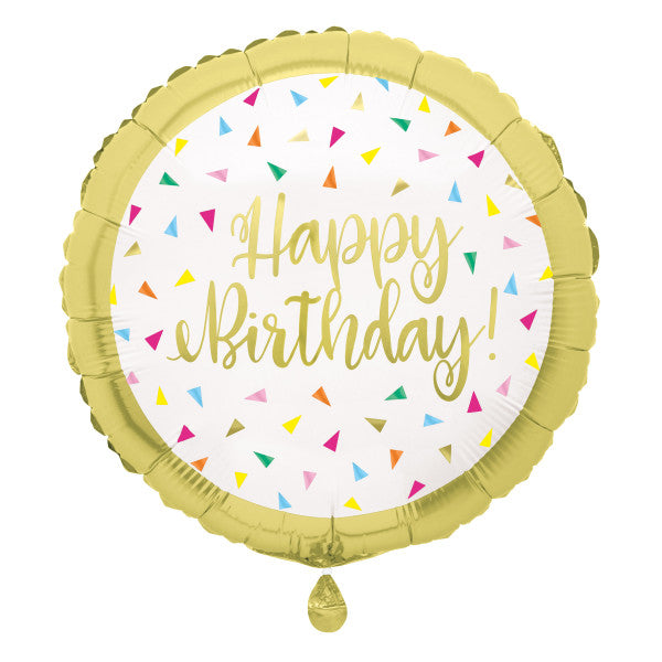 Bright Triangle Birthday Round Foil Balloon 17", Bulk
